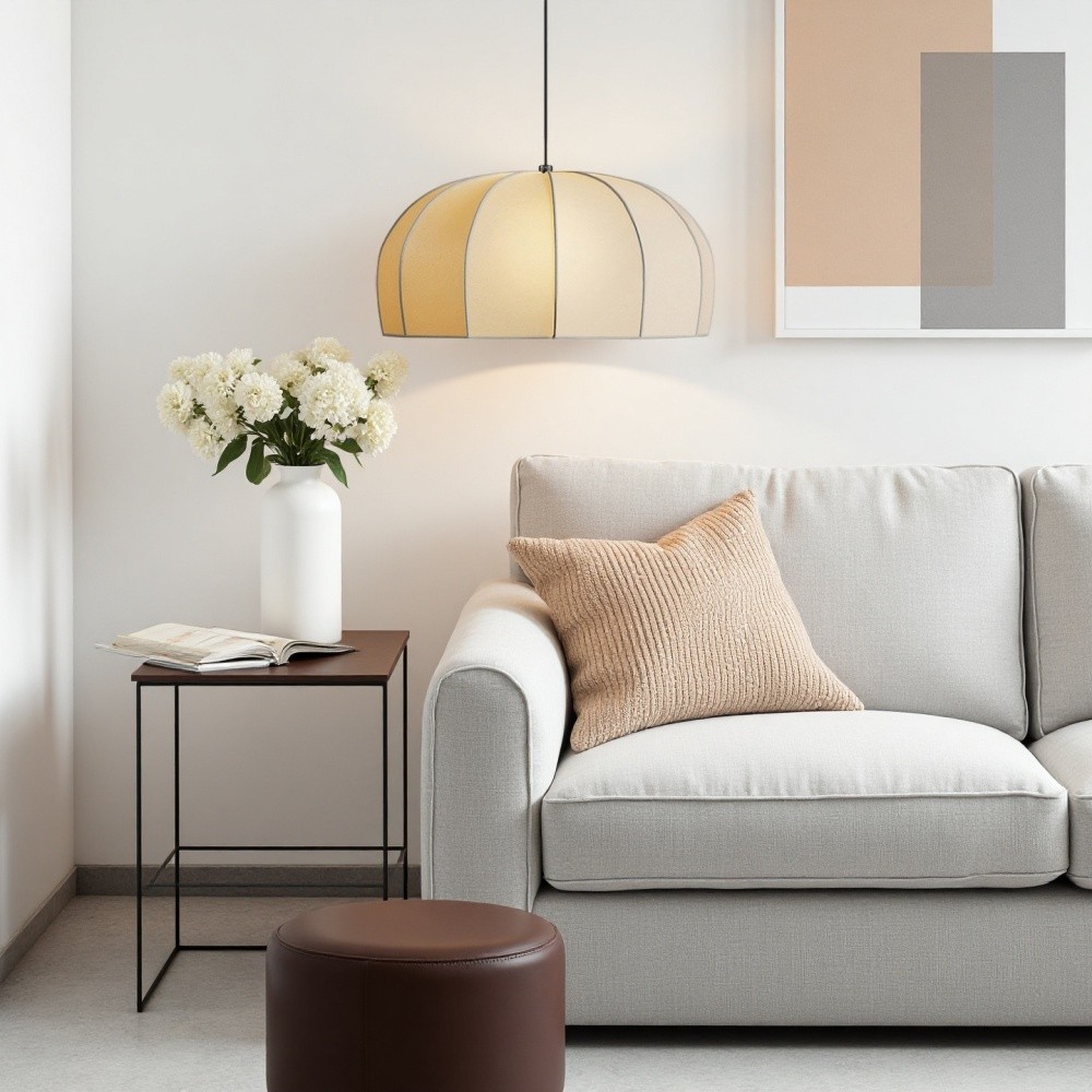 Hanglamp van zijdekoepel - elegante stoffen lamp voor eetkamer HL1323