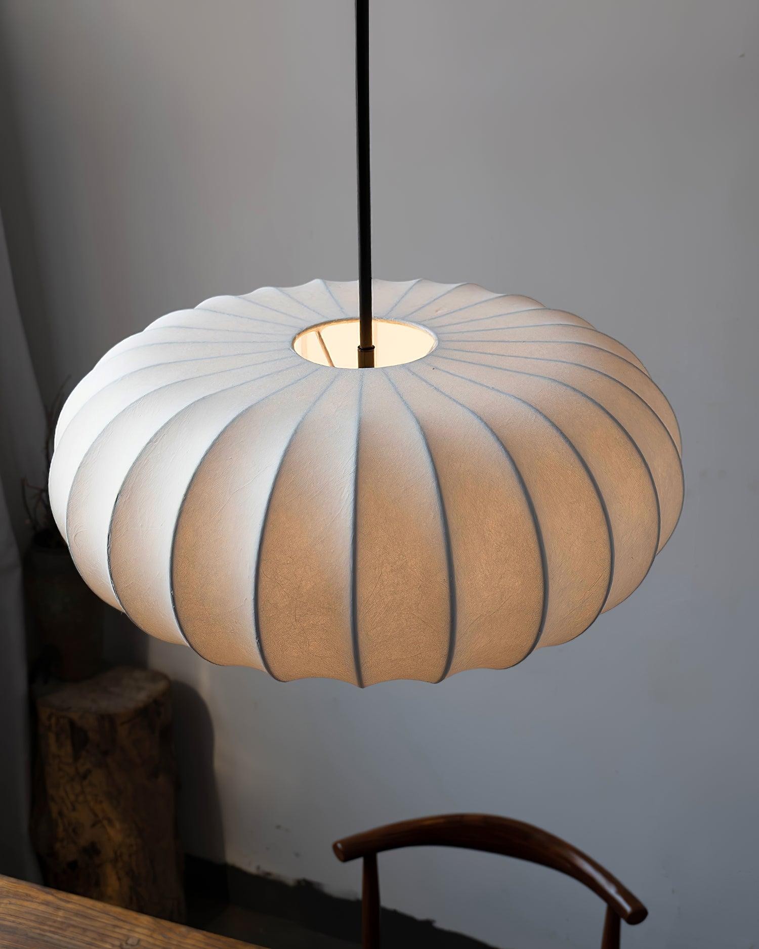 Eenvoudige Wabi-sabi witte lantaarn stoffen hanglamp HL852