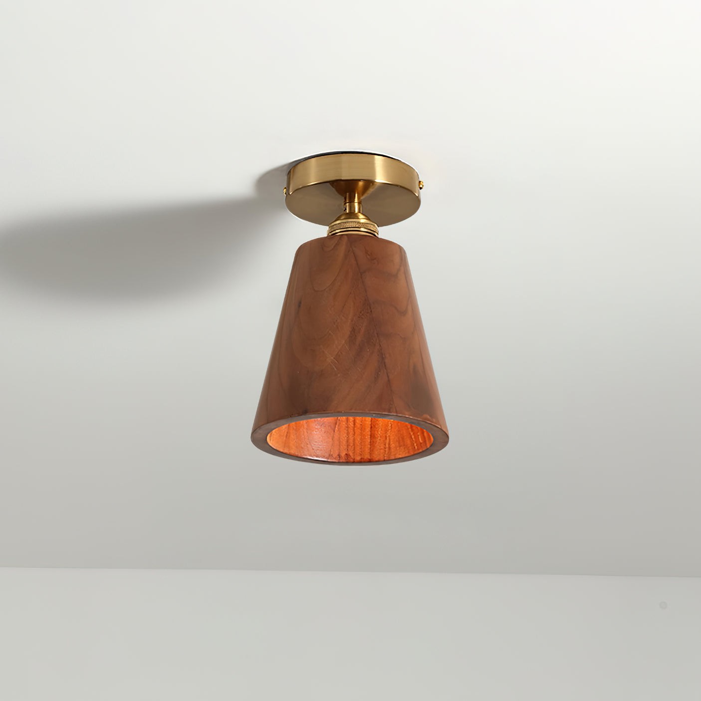 Plafondlamp met kraag van hout HL2788