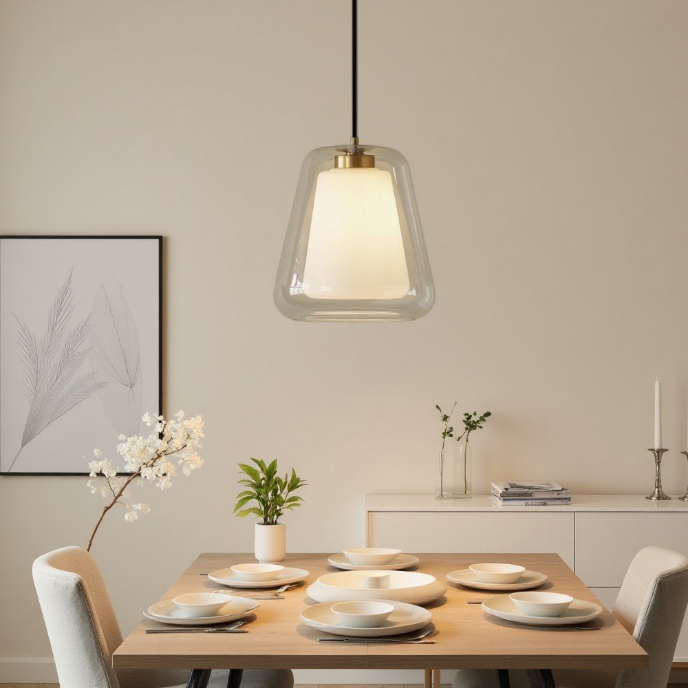 Hanglamp met dubbel glas - modern flesontwerp voor de keuken HL1317