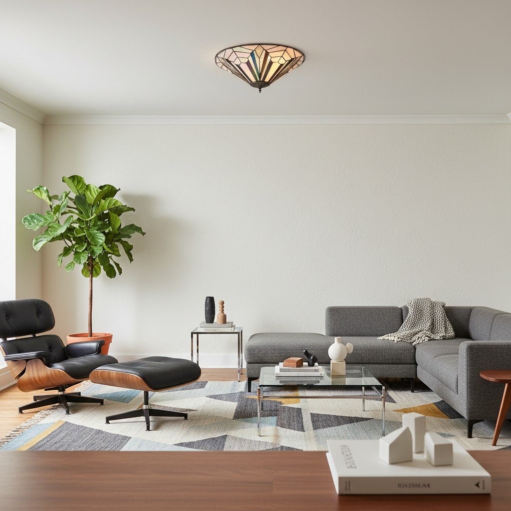 TF Astoria Modern Deco plafondlamp met getextureerd glas - Elegante woonlamp HL2244