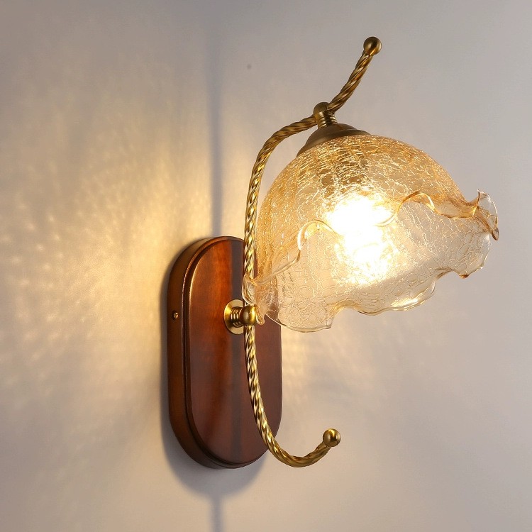 Mid Century Vintage Bloem Glazen Wandlamp HL24