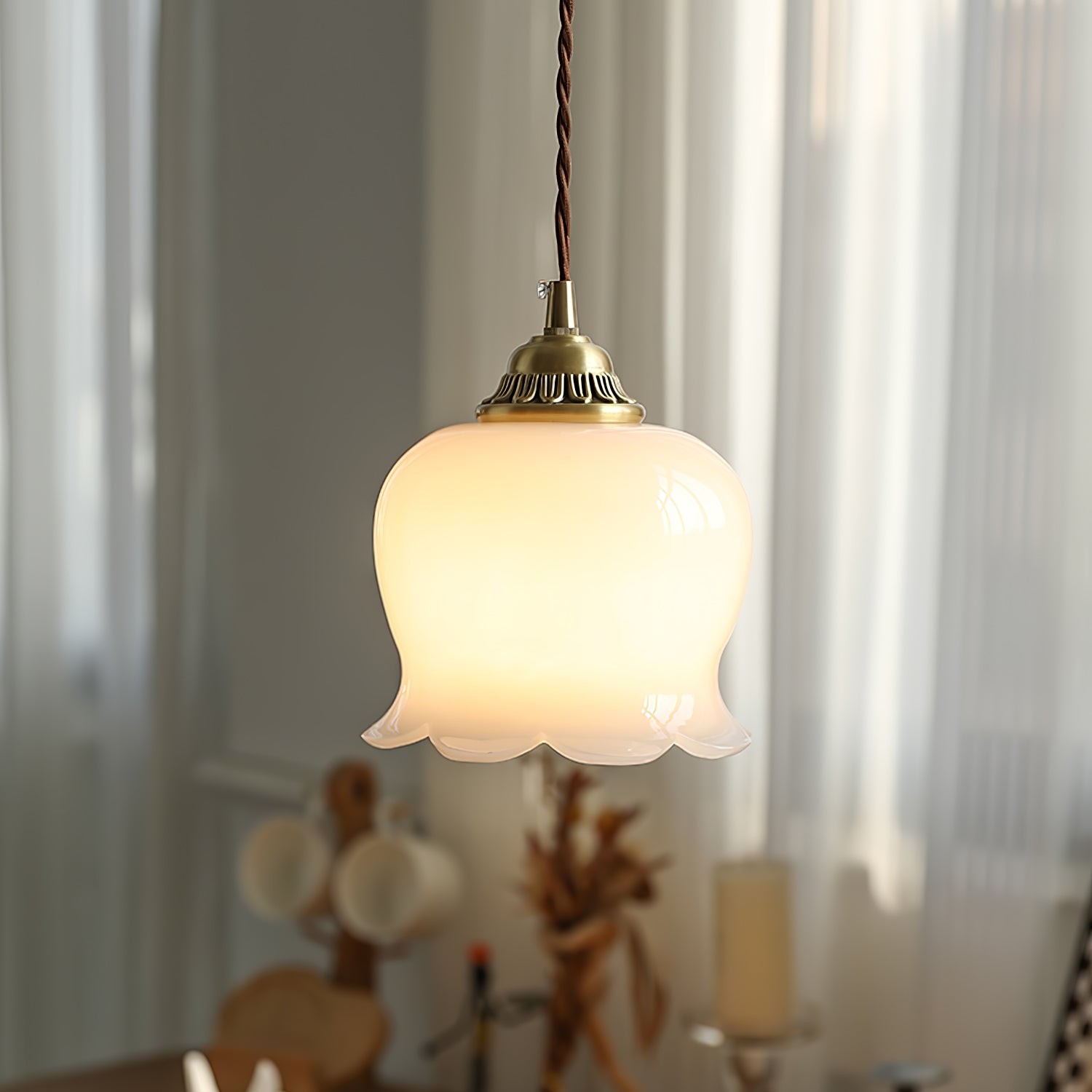 Retro Crème Lily Flower Hanglamp HL302