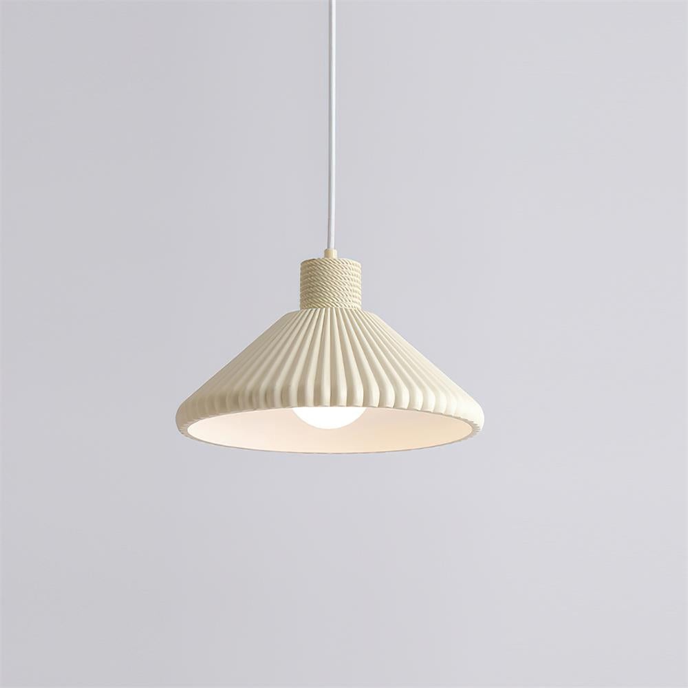 Crèmekleurige kegelvormige gestreepte hanglamp HL723