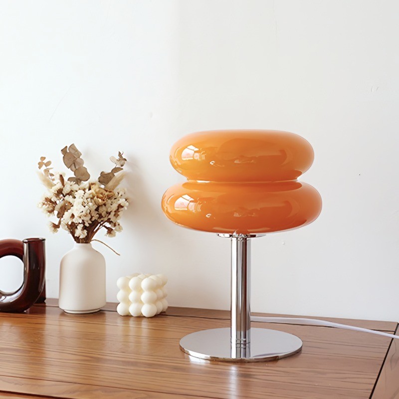 Bauhaus Dubbele Glazen Tafellamp - Sculpturale Gelaagde Nachtlamp voor Slaapkamer en Bureau HL22