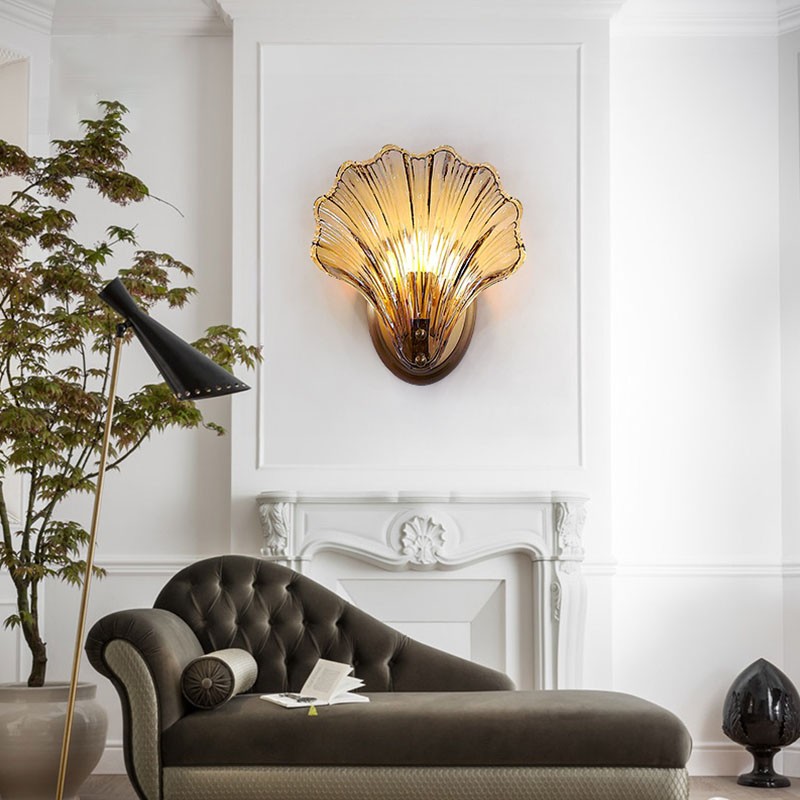 Moderne glazen design wandlamp in schelpvorm HL61