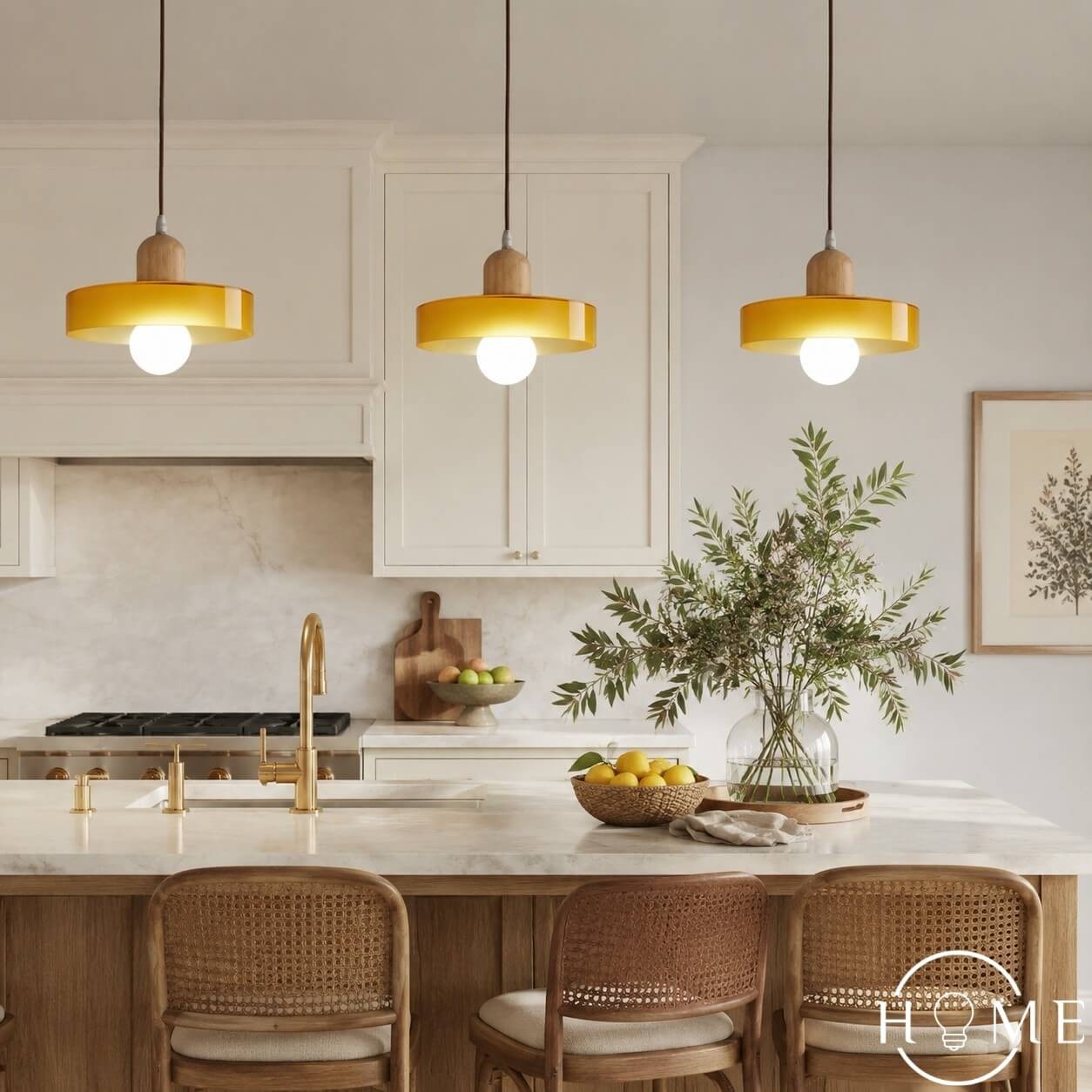 Morandi Glazen Hanglamp - Houten Schijfontwerp HL1047