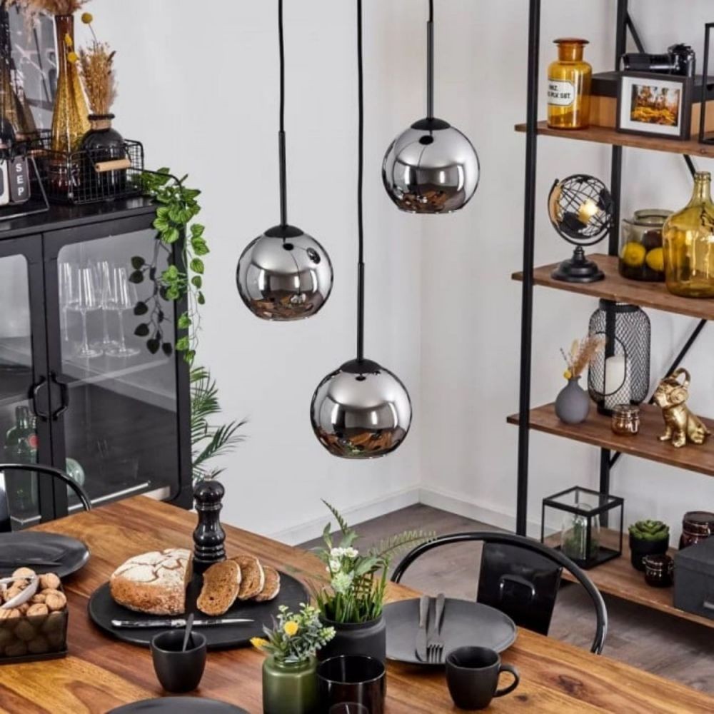 Koyoto rookgrijze glazen bol hanglamp