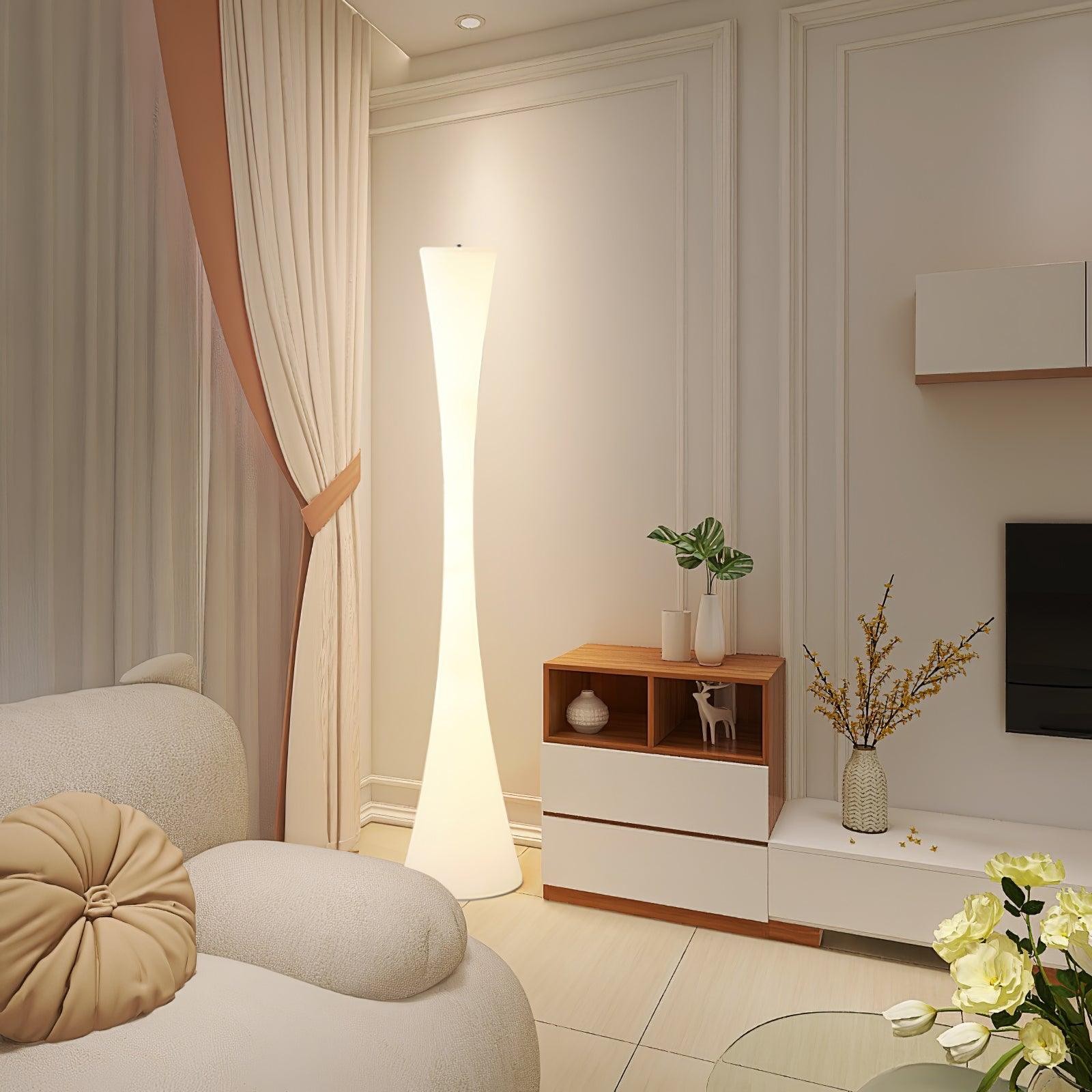 Romantische eenvoudige witte kolomvloerlamp HL997