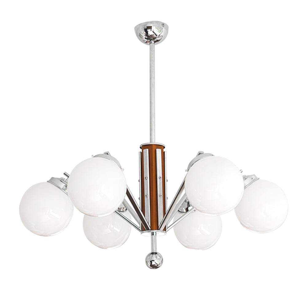 Mid Century Vintage Crème Glazen Kroonluchter HL524