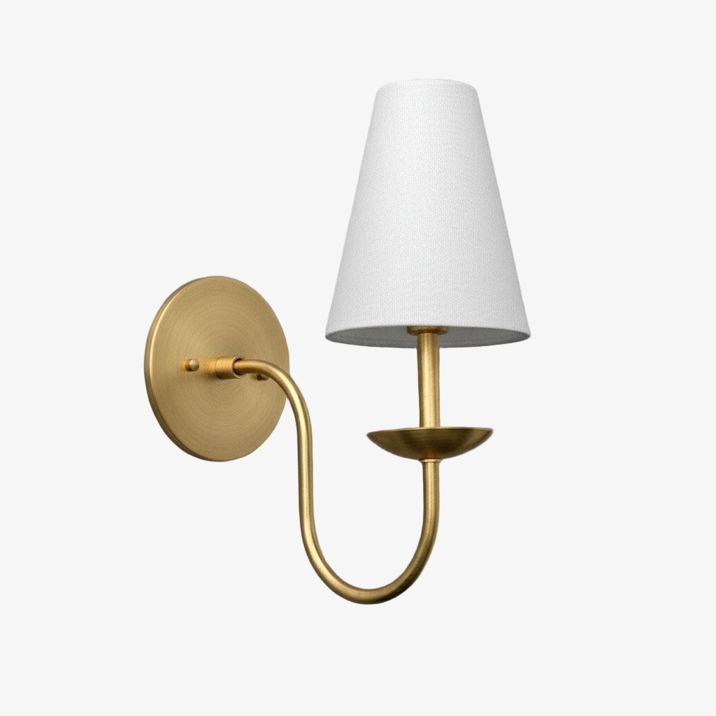 Curva Metalen Witte Linnen Wandlamp - Klassieke Messing Wandlamp voor Slaapkamers HL1760