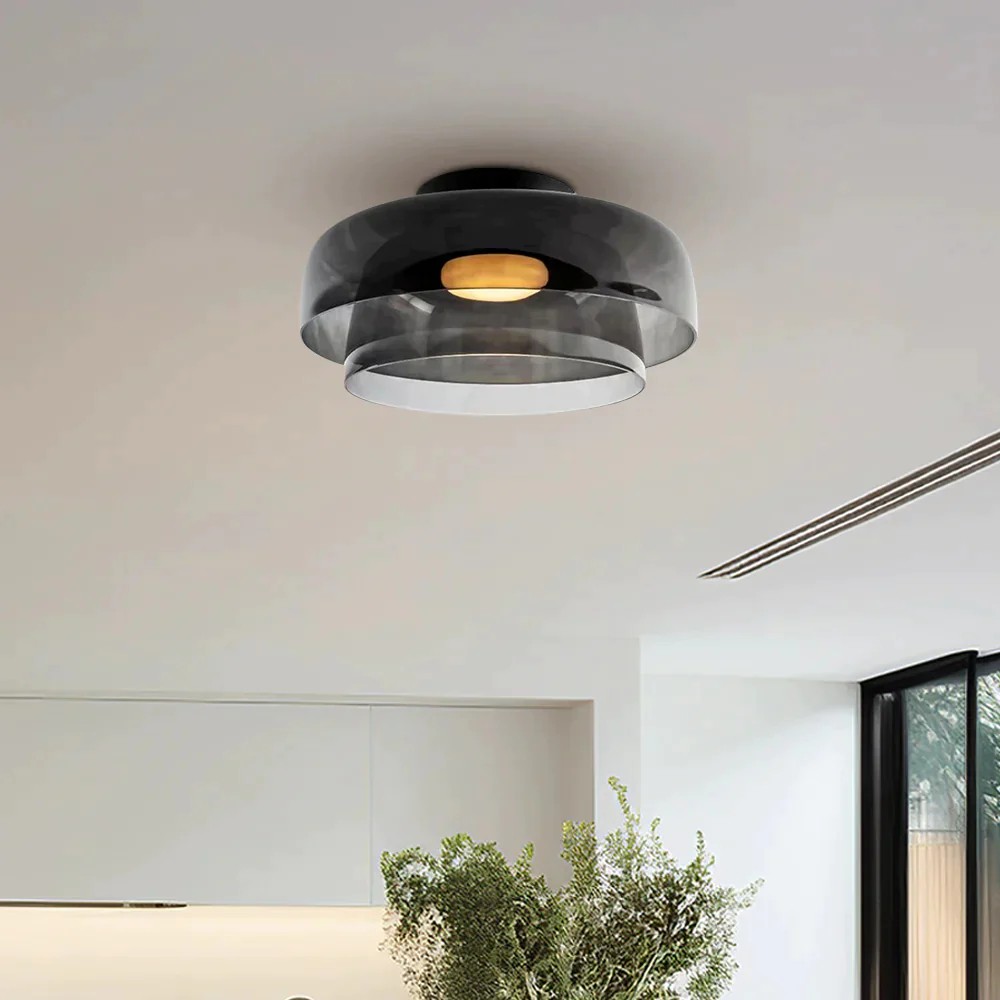 Scandinavische Glazen Schijf Plafondlamp - Noordse Macaron-stijl Lamp voor Woonkamers HL204