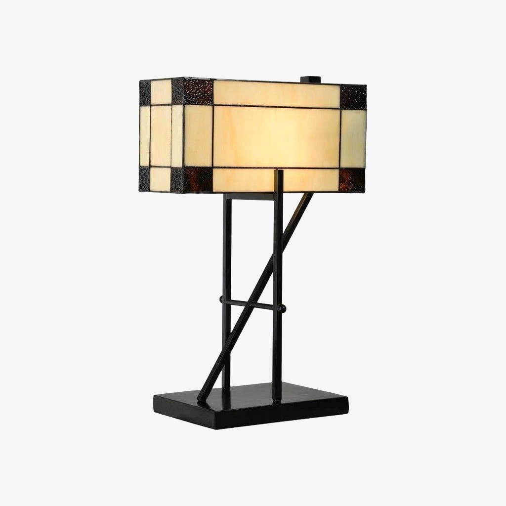 TF Manchester Tafellamp - Vintage-geïnspireerde tafellamp met glas-in-lood voor leeshoek of slaapkamer HL2092