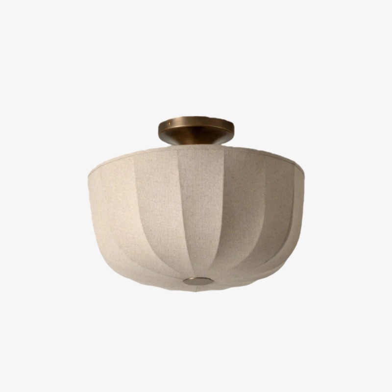 Loomis plafondlamp – Moderne plafondlamp voor woonkamers met een kap van getextureerd linnen en verouderd messing HL2285