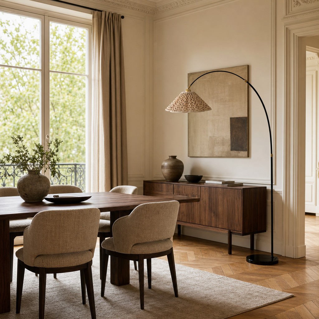 Veslin Franse stijl vloerlamp met bloemenboog - Vloerlamp met geplooide stof voor de slaapkamer HL3524