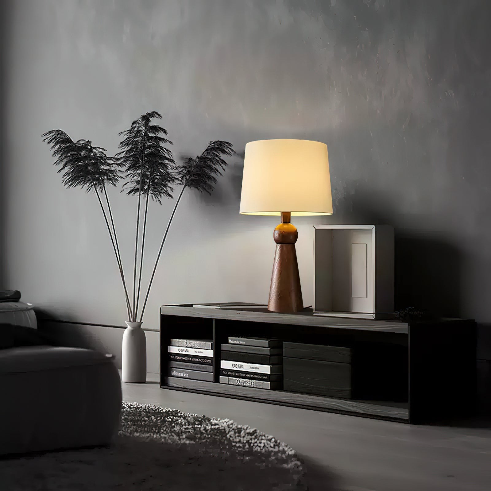 Nordic Retro Massief Houten Stoffen Tafellamp HL372