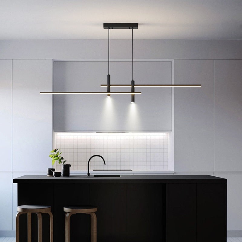 Moderne minimalistische strakke metalen staaf kroonluchter HL694