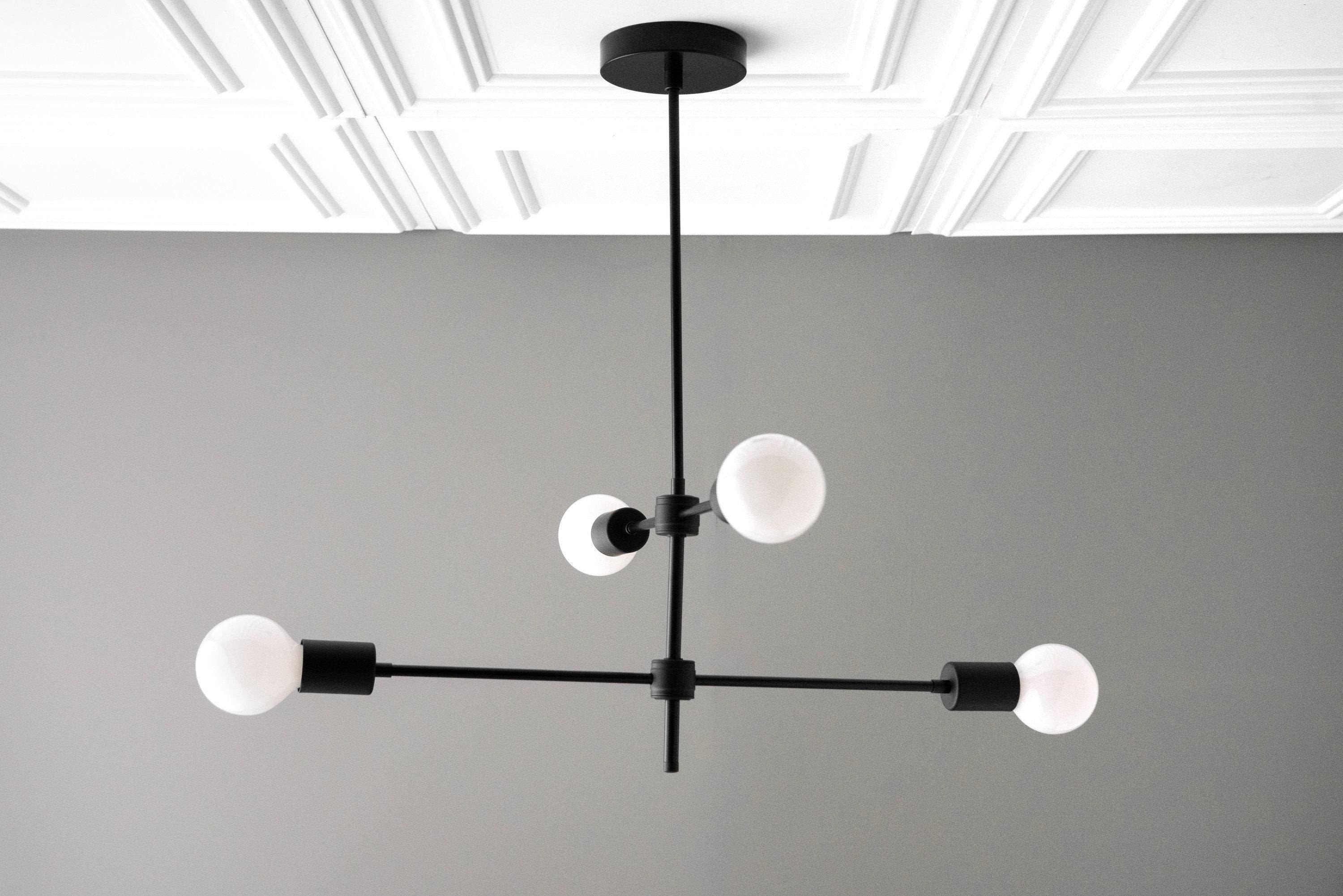 Mobilux Line zwarte en messing kroonluchter - moderne bolvormige plafondlamp HL1699