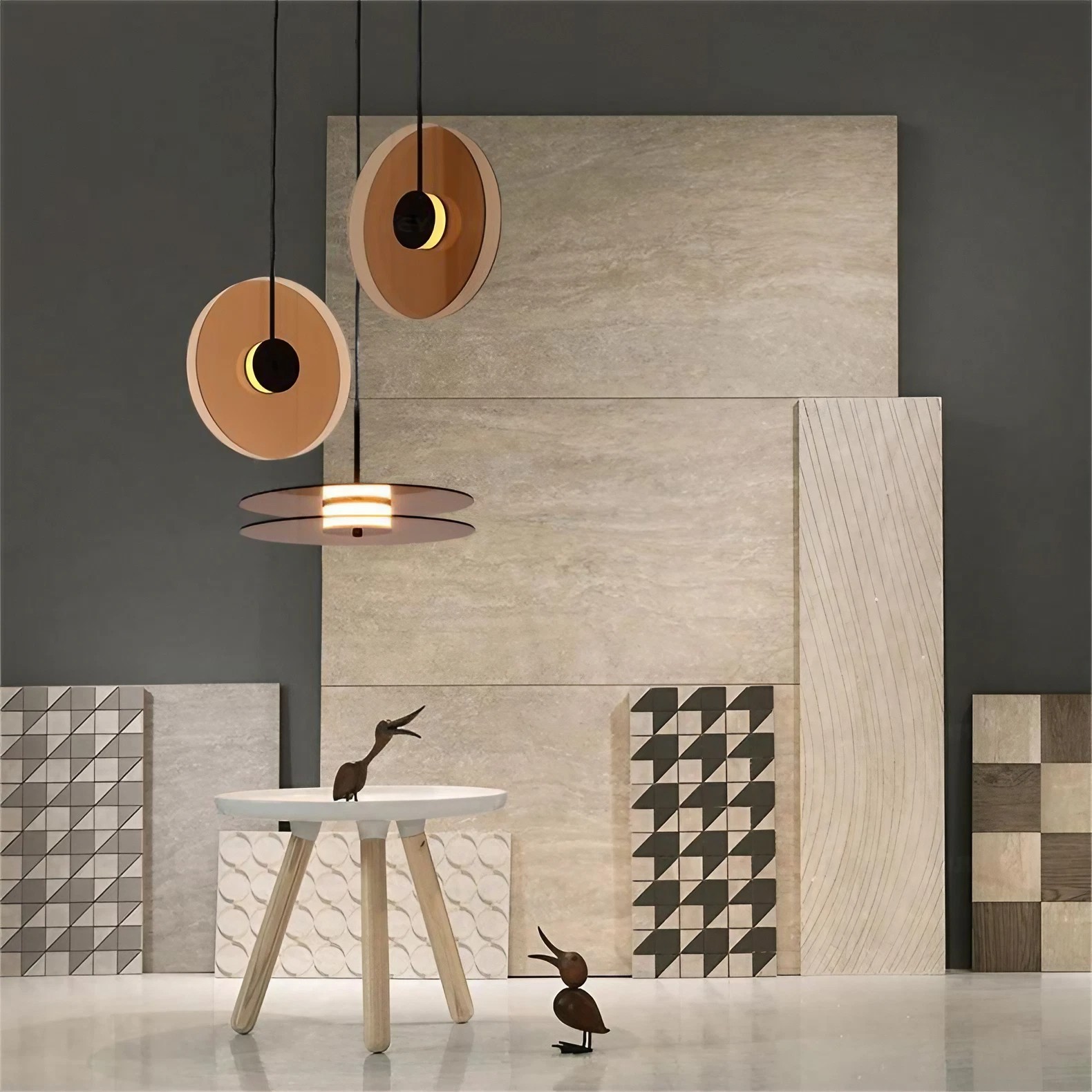Bar art hanglamp met noorse glazen schijf HL17