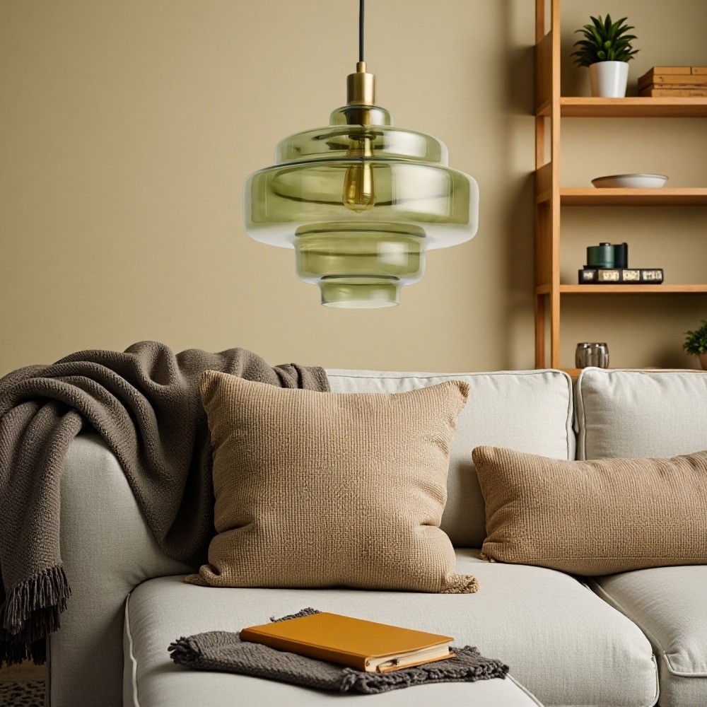 Vintage Hanglamp met Meerdere Lagen - Art Deco Glazen Hanglamp voor Keuken en Woonkamer HL1064