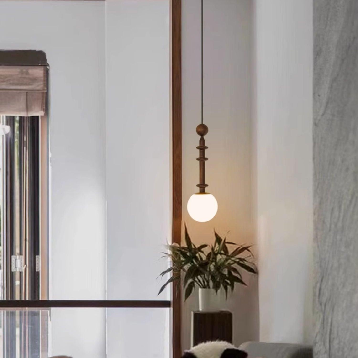 Eetkamer Houten Romeinse Kolom Hanglamp HL60