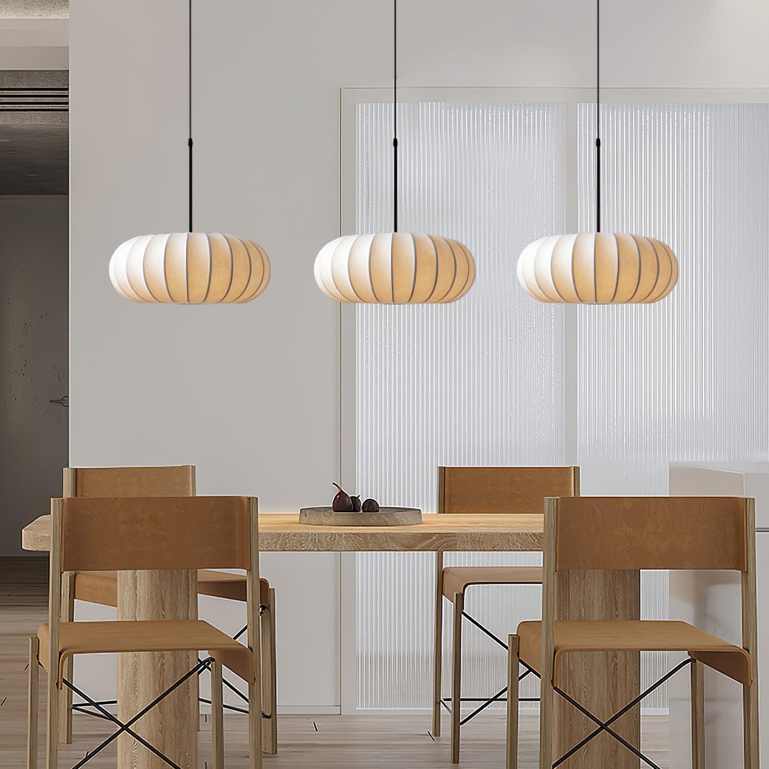 Eenvoudige Wabi-sabi witte lantaarn stoffen hanglamp HL852