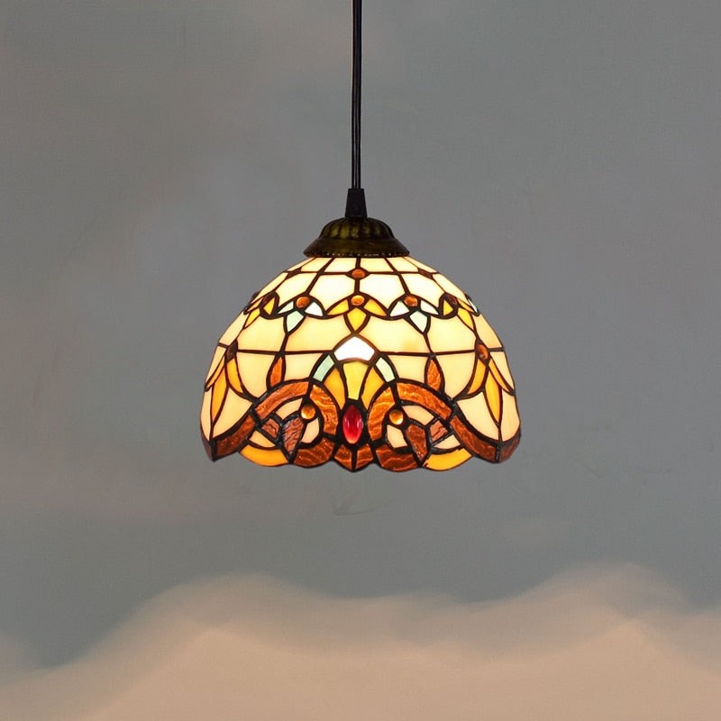 Hanglamp In Vintage Gekleurd Glas In Tiffany Stijl HL13