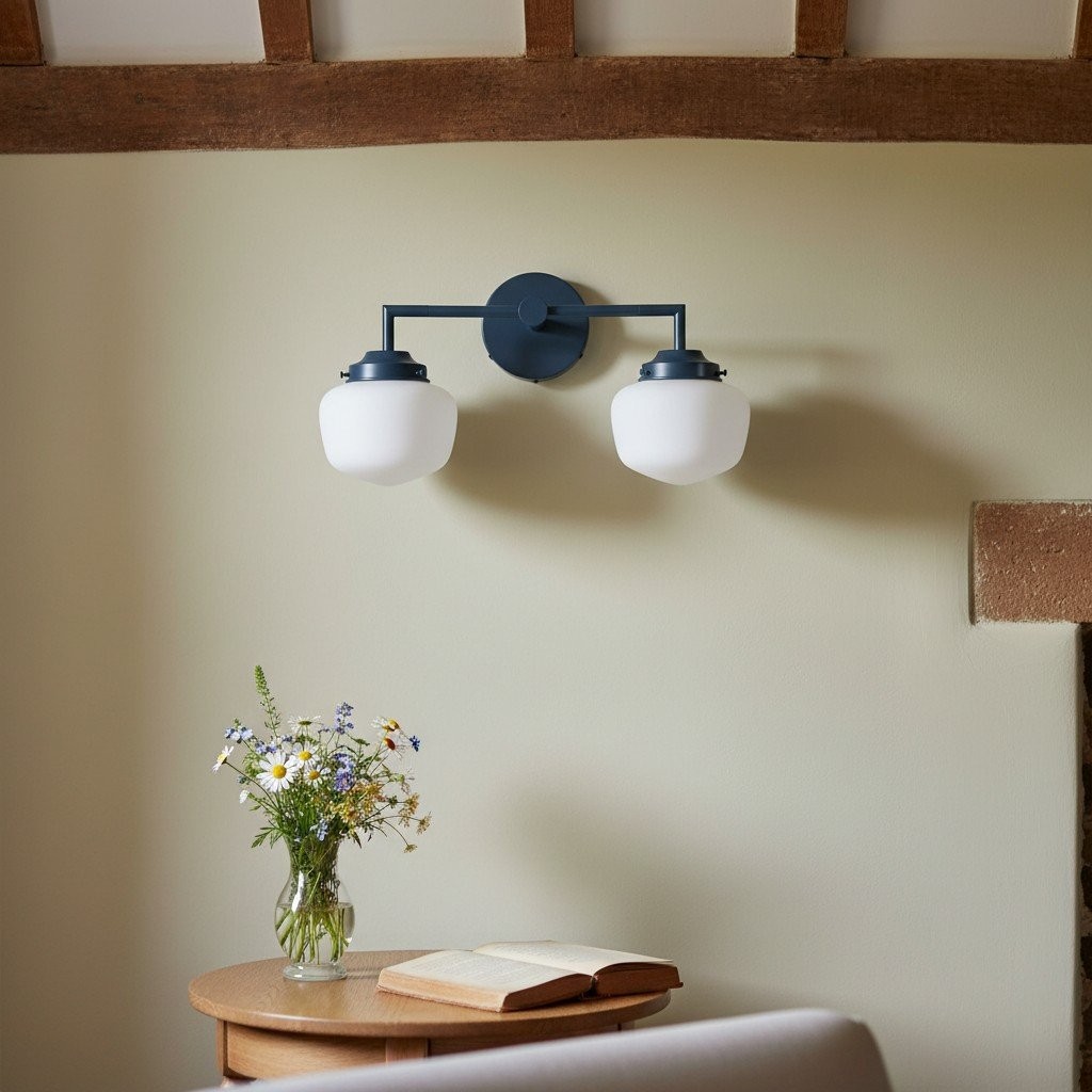 Opaalglazen wastafellamp - Vintage geïnspireerde badkamerwandverlichting HL1666