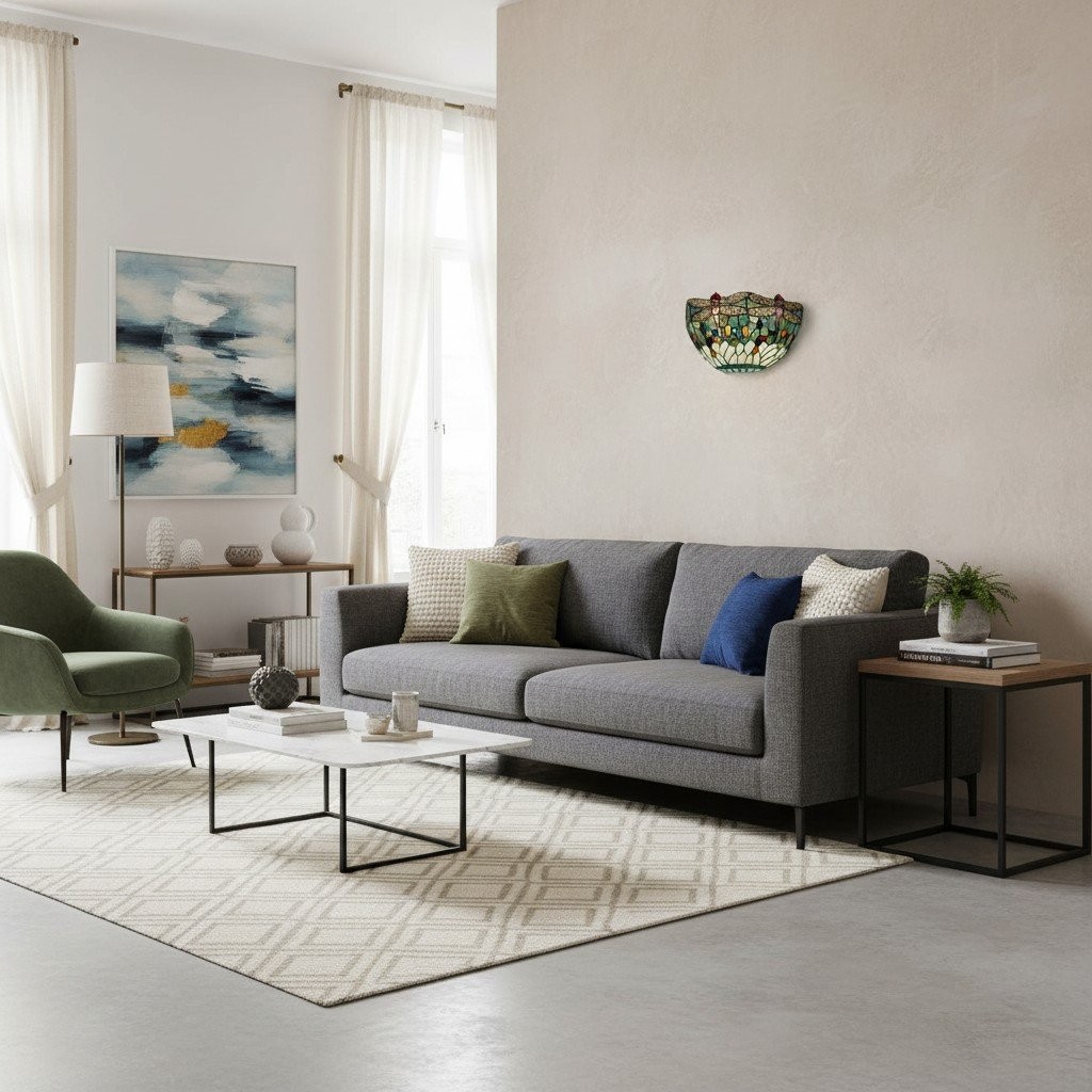 TF Wandlamp met libellenpatroon - Klassiek handgesneden glas-in-lood voor hallen en slaapkamers HL2117