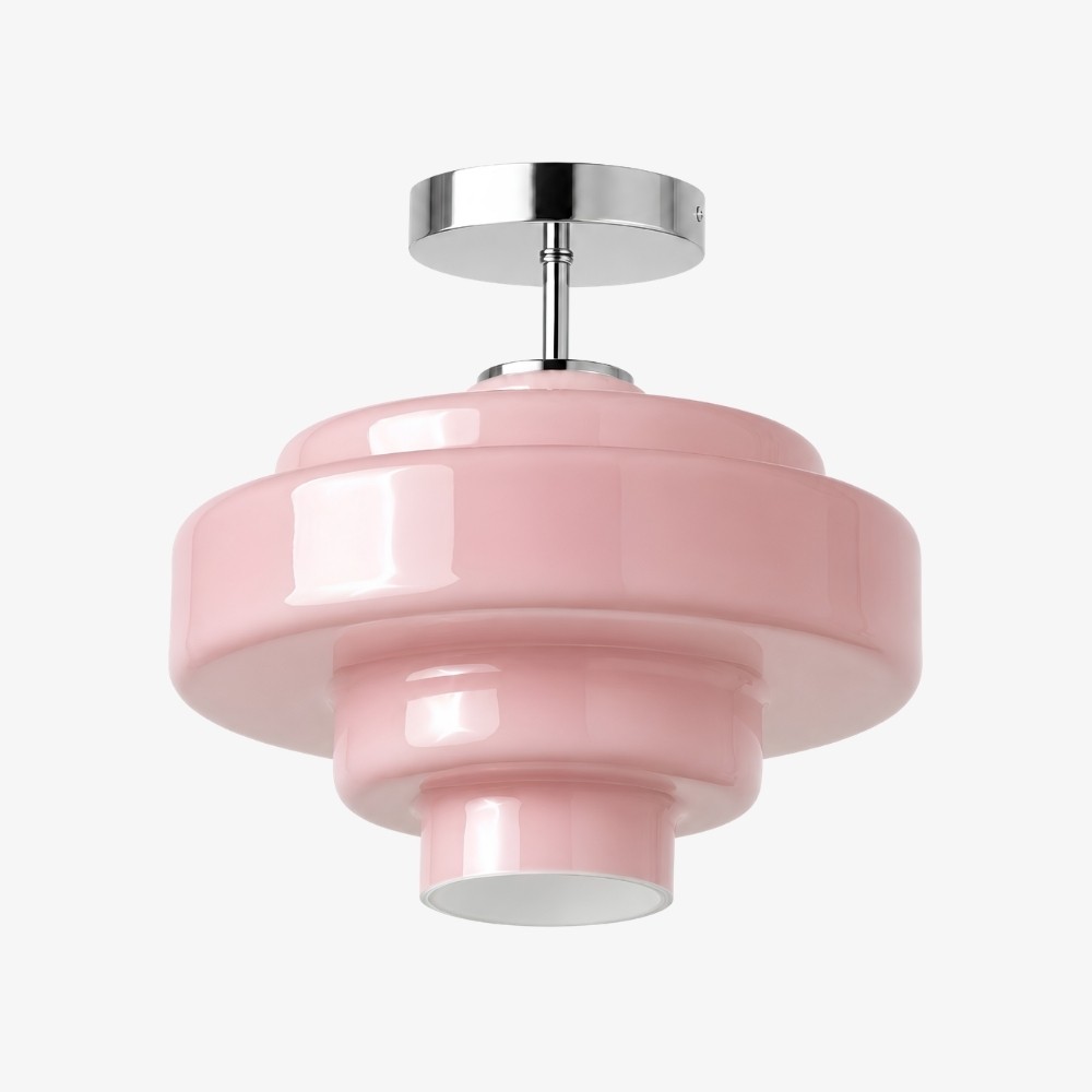 Koloro glazen plafondlamp - gelaagde, afgeronde lampenkap voor hal of garderobe HL3581