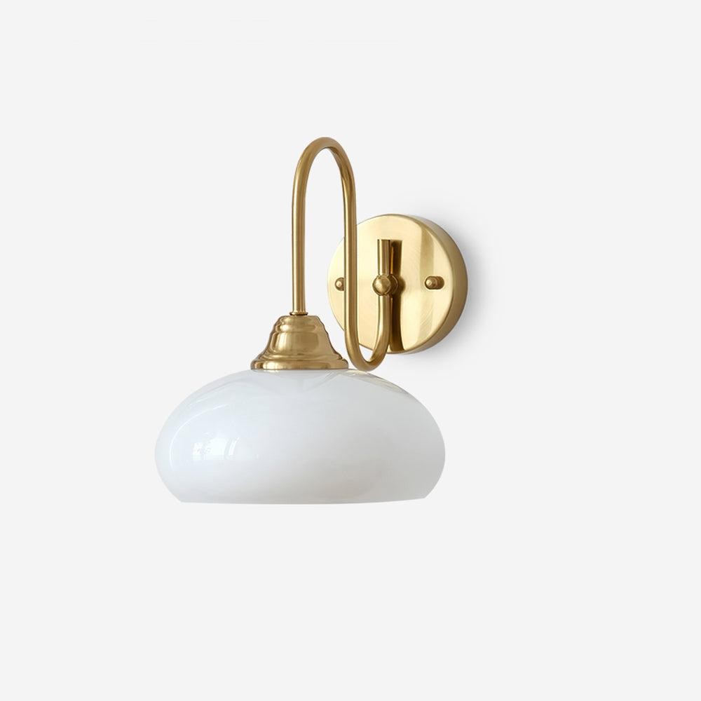 Bauhaus Wind Cream Glazen Kap Metalen Gebogen Paal Wandlamp HL958