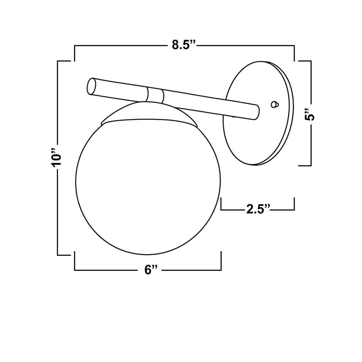 Glorica Glazen Wandlamp - Mat Bolvormige Lamp HL1759