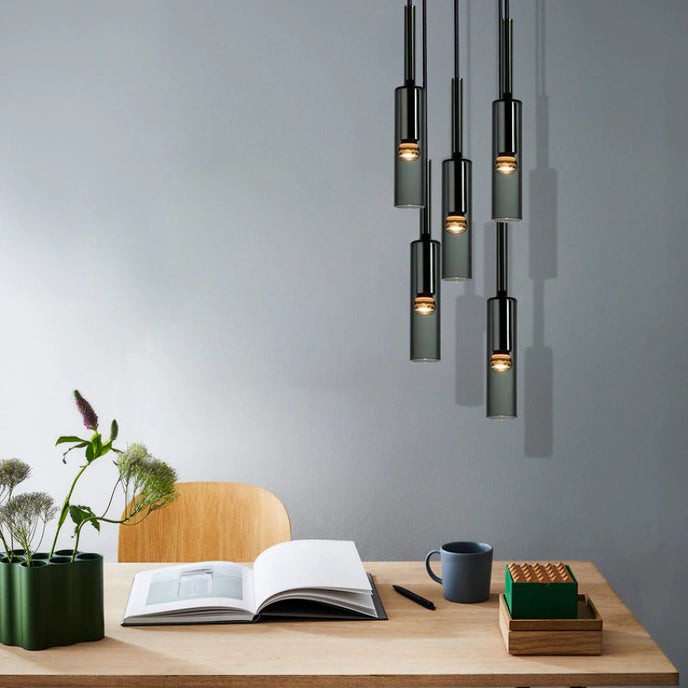 Moderne cilindrische glazen hanglamp HL961