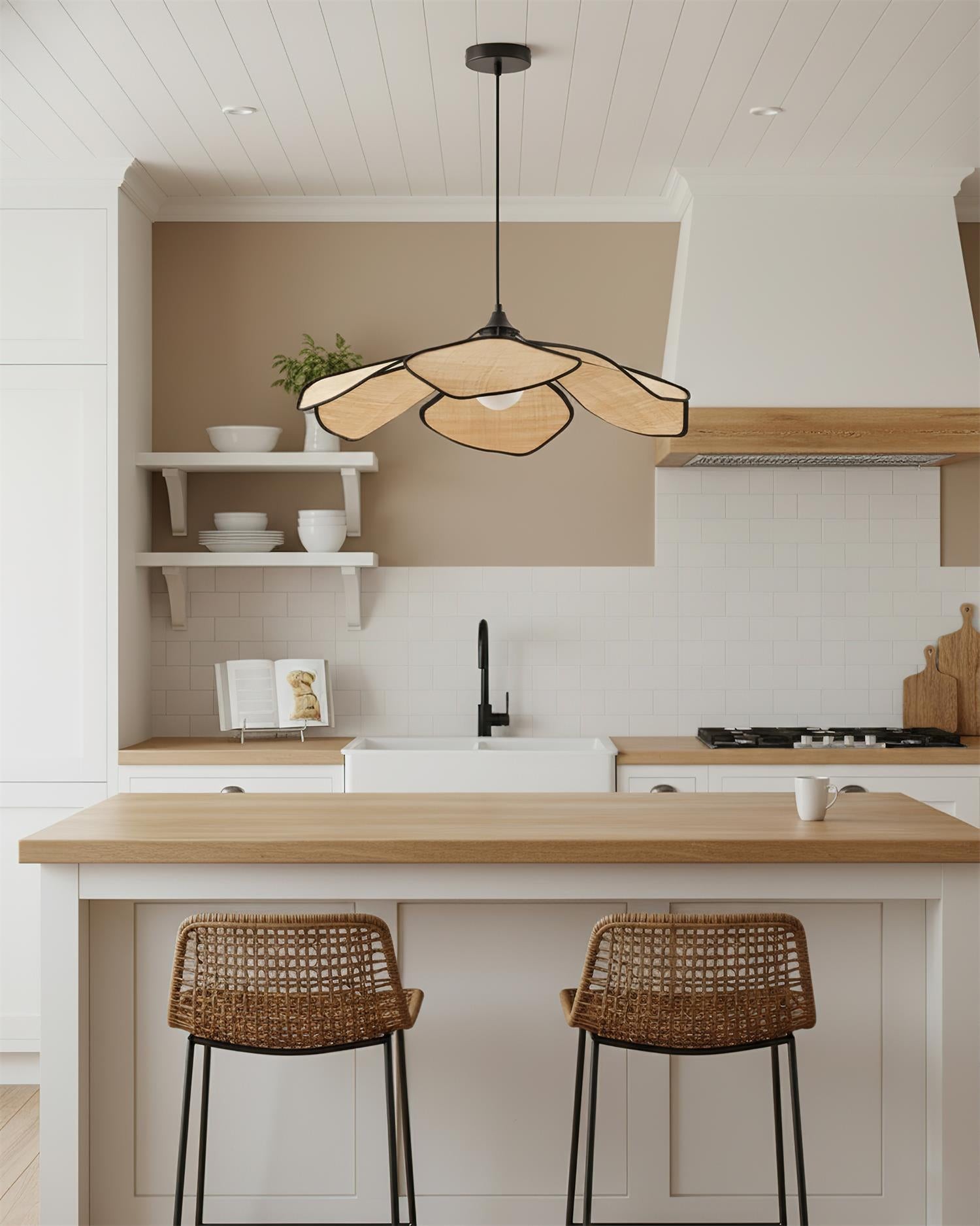 Hanglamp met raffia bloemblaadjes HL2804