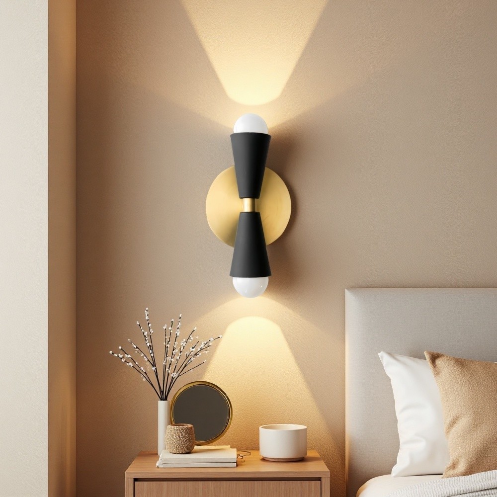 Rustieke messing wandlamp - kegelvormige striklamp voor boerderij HL1093