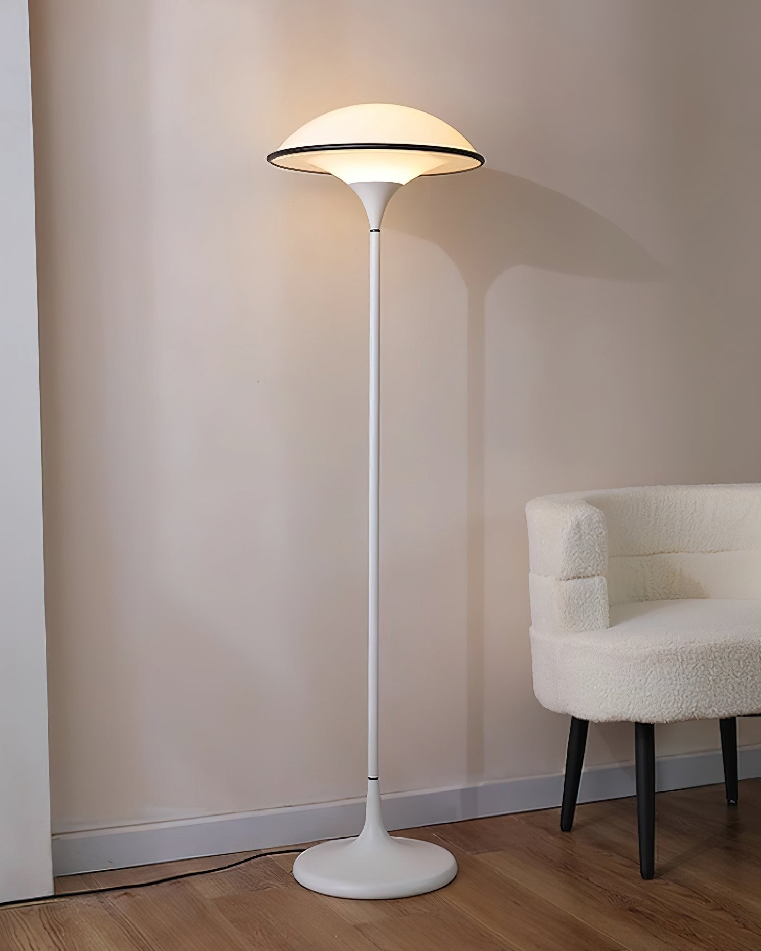 Deense Retro Witte Vliegende Schotel Vloerlamp HL424