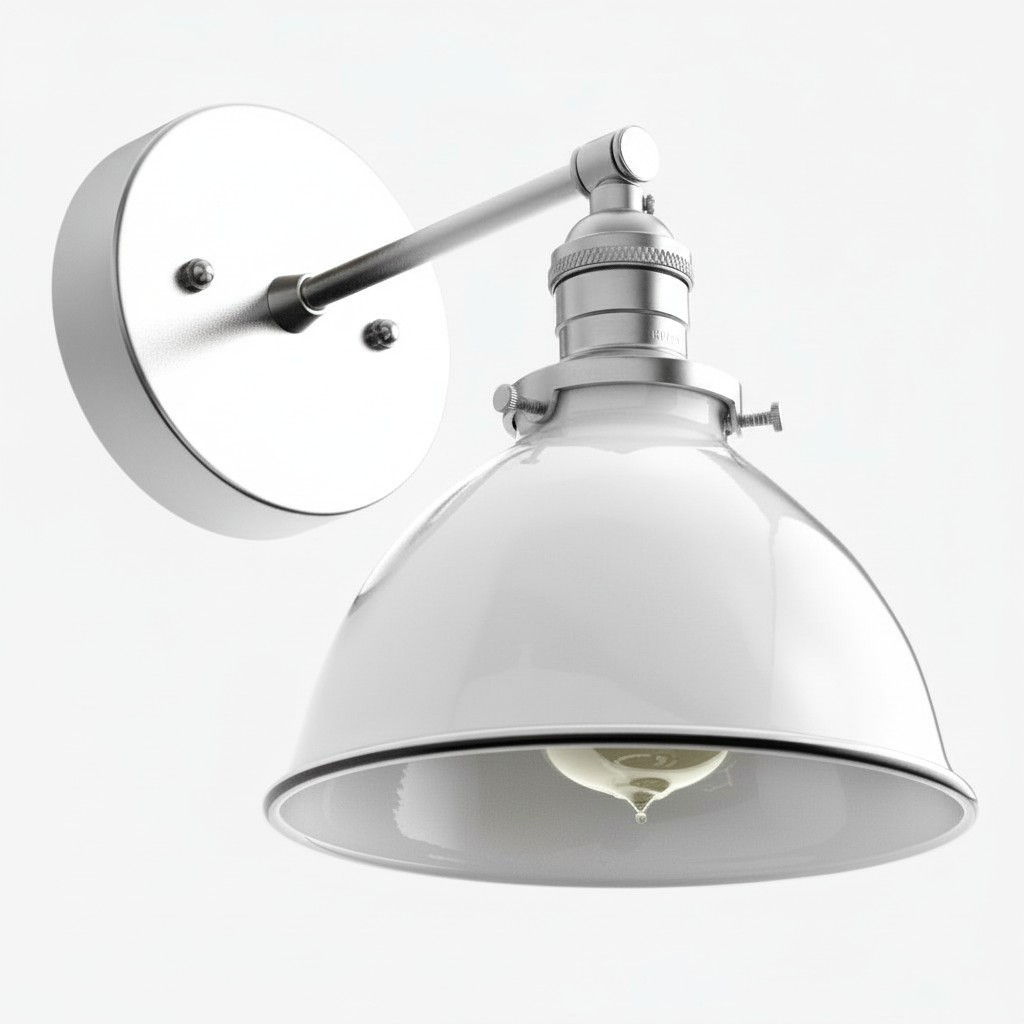 Conique Metalen Wandlamp - Witte Metalen Kap - Industriële Moderne Verlichting HL1669