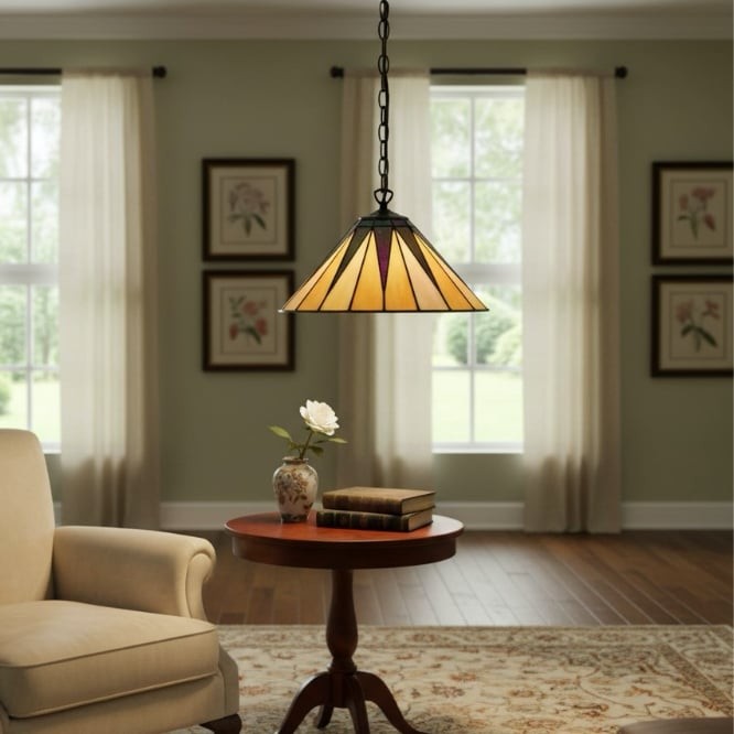 TF Dark Star Tiffany hanglamp - Plafondlamp met geometrisch glasdesign voor woonkamers HL2062