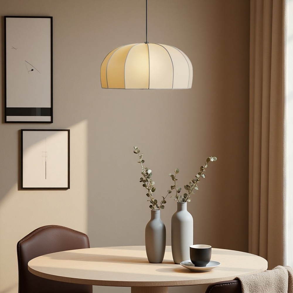 Hanglamp van zijdekoepel - elegante stoffen lamp voor eetkamer HL1323