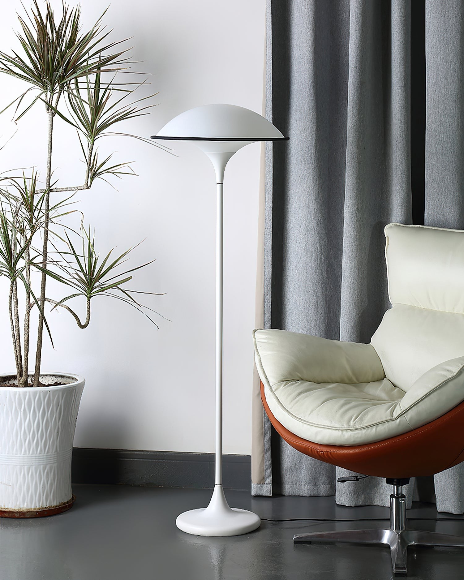 Deense Retro Witte Vliegende Schotel Vloerlamp HL424