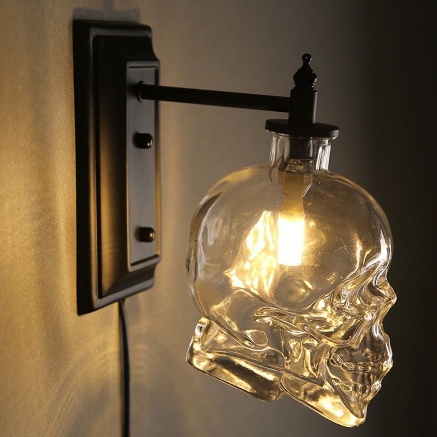 Helder glazen schedel wandlamp HL1251