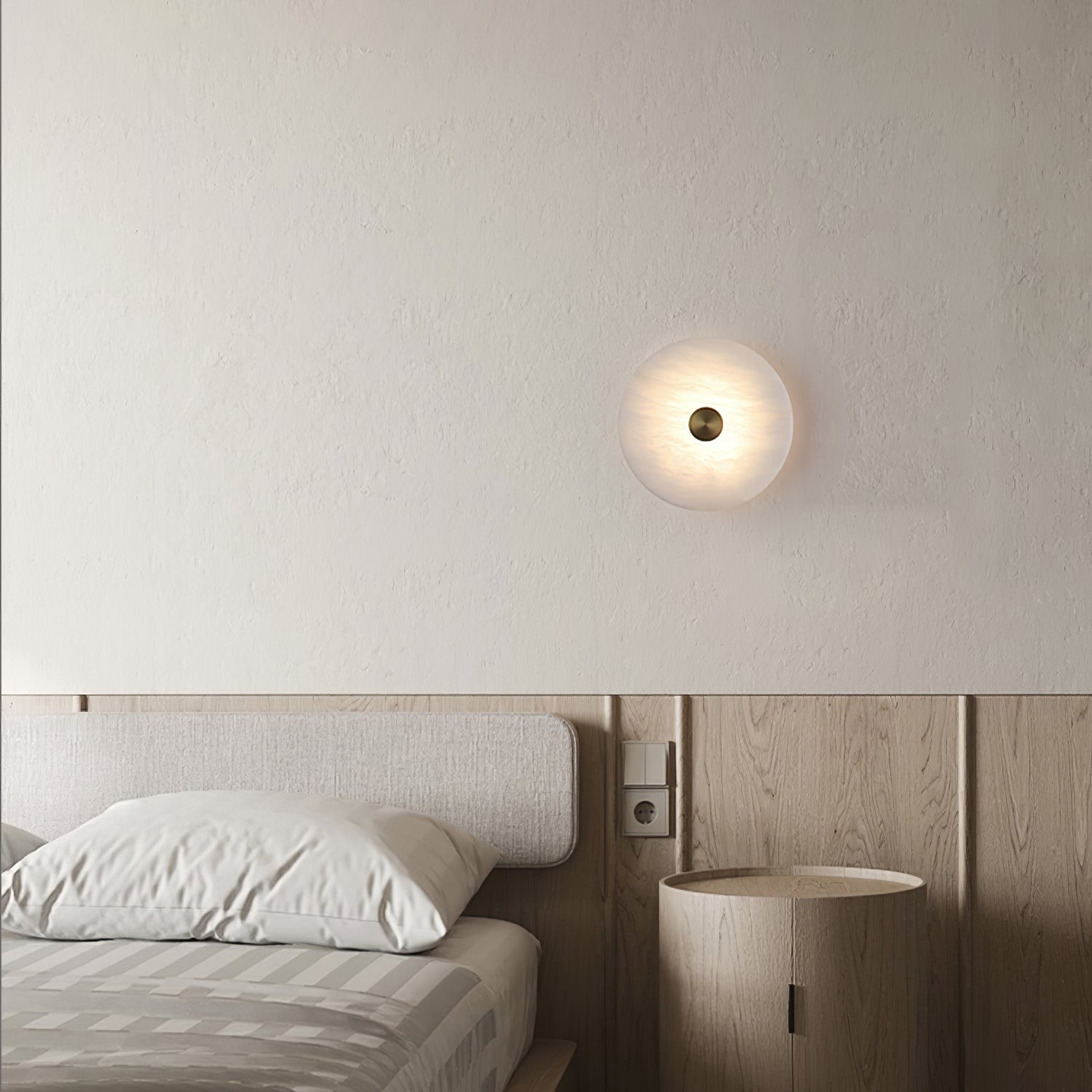 Schijfvormige albasten wandlamp HL464