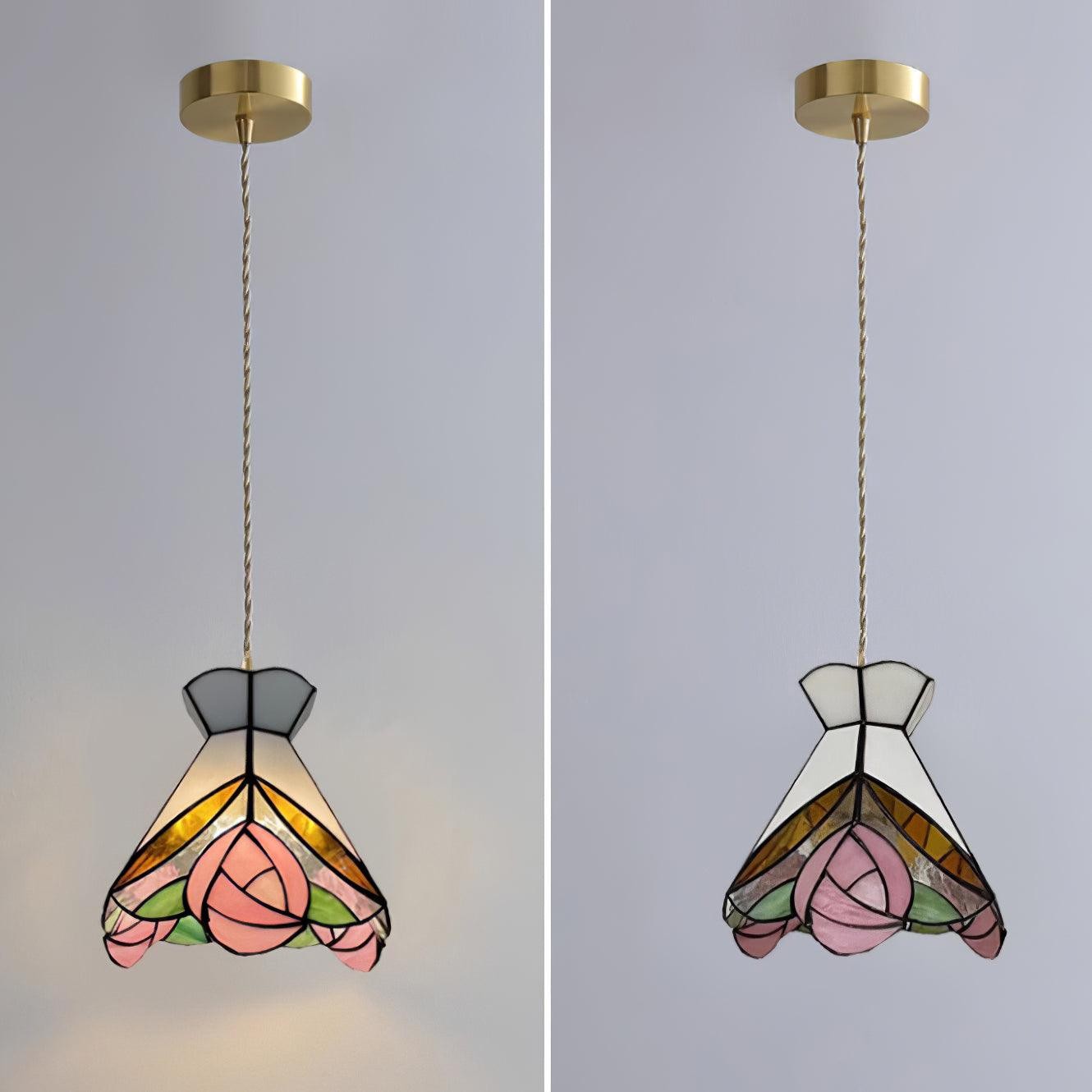 Franse Retro Rozen Glas-in-lood Hanglamp HL908