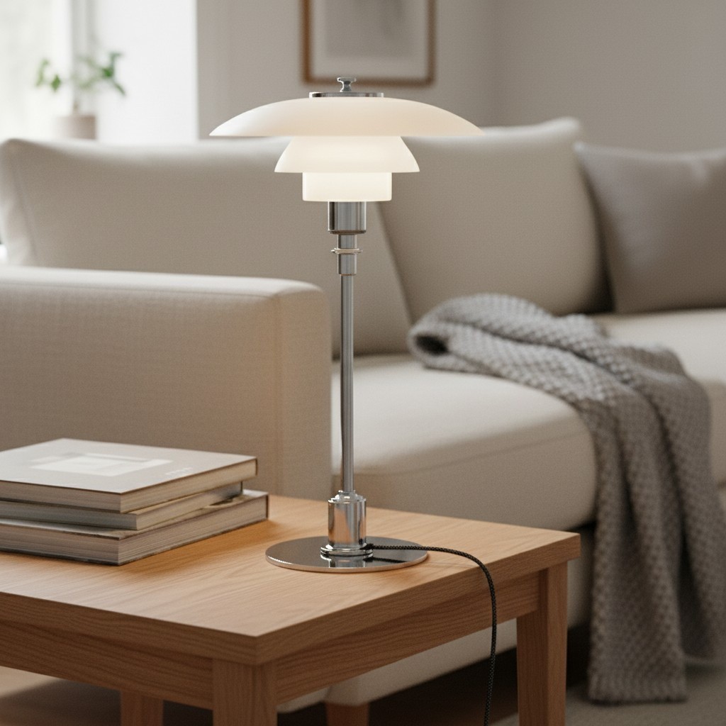 Glazen tafellamp met Multilayer roestvrij staal