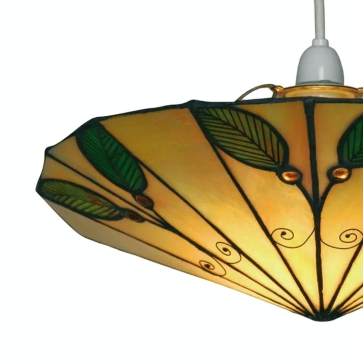 TF Harken Tiffany-stijl hanglampkap met bladmotief, gebrandschilderd glas, voor woonkamer en slaapkamer HL2024