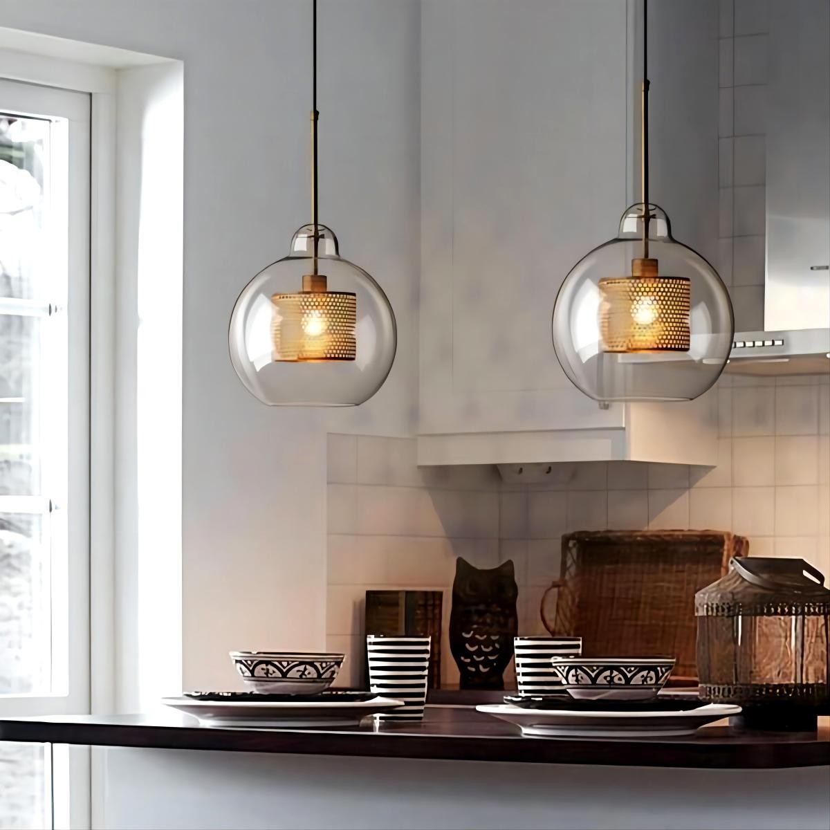 Vintage Glazen Hanglamp Industriele Woonkamer HL41