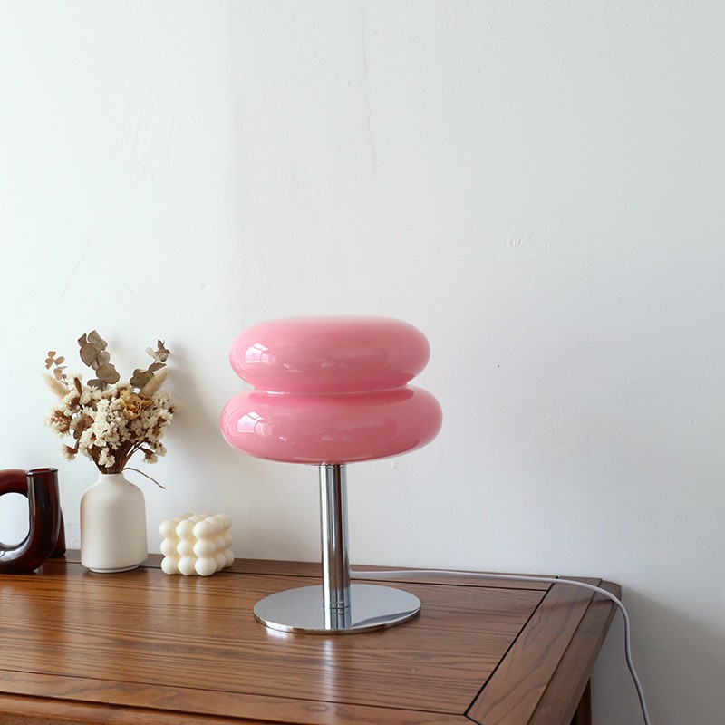 Bauhaus Dubbele Glazen Tafellamp - Sculpturale Gelaagde Nachtlamp voor Slaapkamer en Bureau HL22
