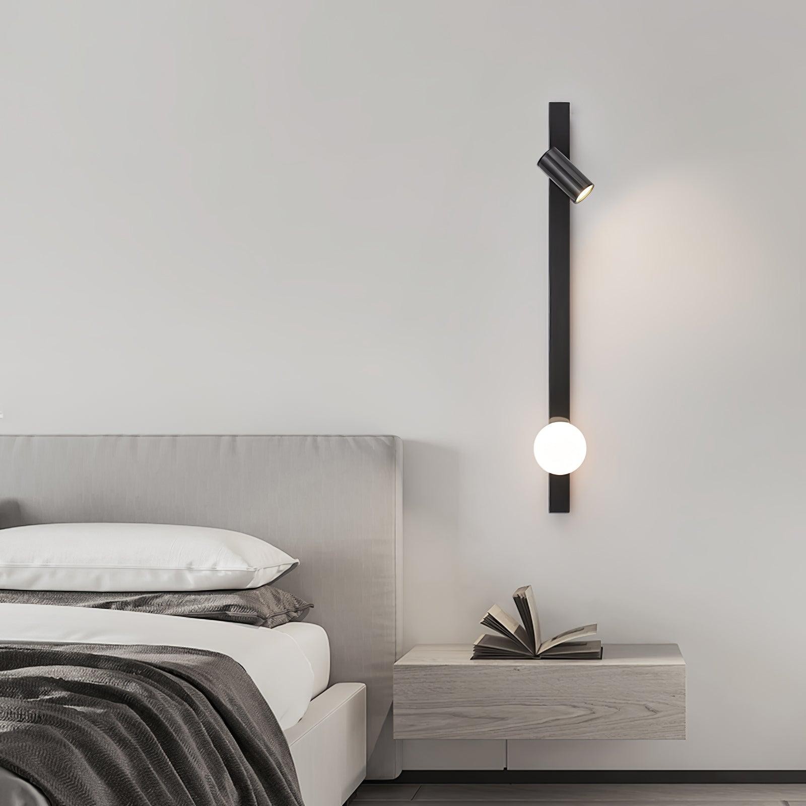 Moderne zwarte lineaire parelarm wandlamp met lange arm HL1122