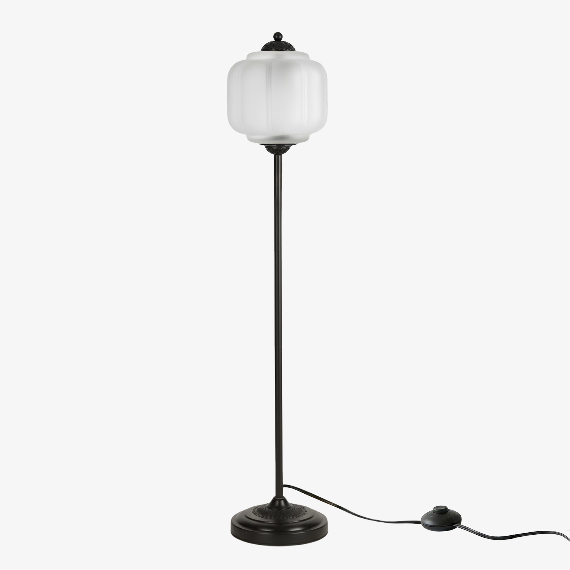 Eloise Vloerlamp van getextureerd glas in pompoenvorm - Organisch artistiek ontwerp en retrostijl voor de woonkamer HL2510