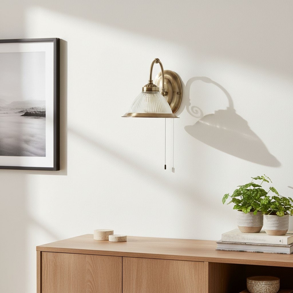 TF Vintora wandlamp met ribbels van glas - industriële klokvorm voor eetkamer en hal HL2202